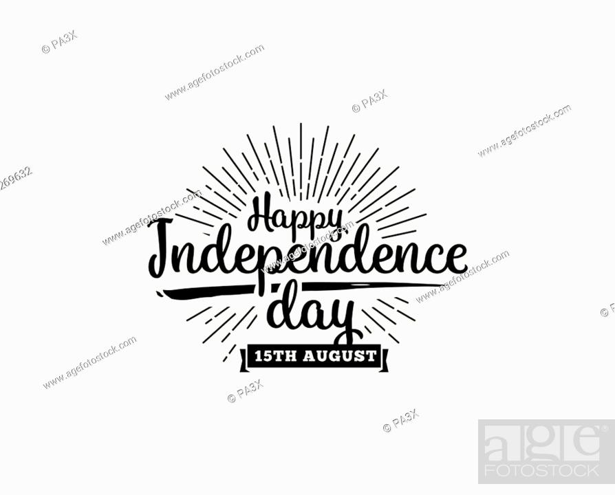 Stock Vector: India Independence day, 15th august. Vector typographic emblem, logo or badge. Usable for greeting cards, print, t-shirts, posters.