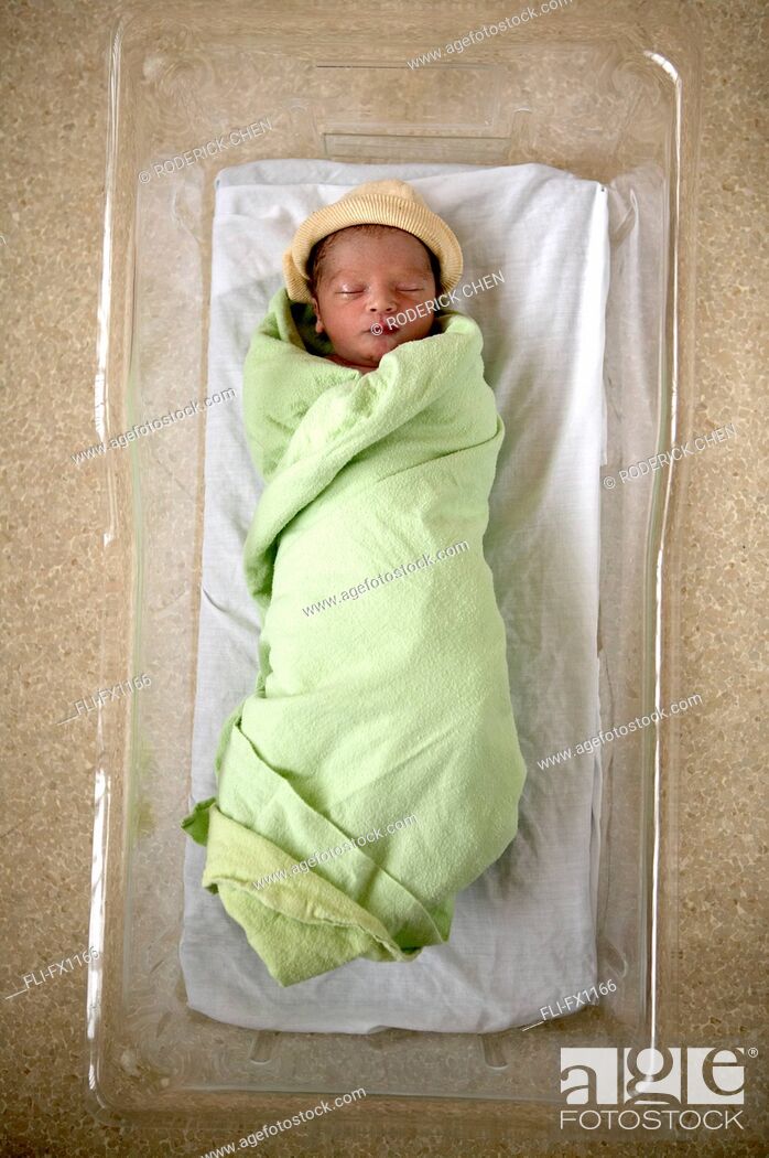 Stock Photo: Newborn Baby Boy in Hospital.