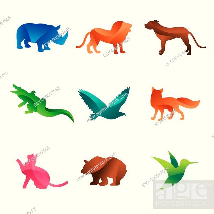 Wild animals jungle pets logo silhouette of geometric polygon abstract  character and nature art..., Stock Vector, Vector And Low Budget Royalty  Free Image. Pic. ESY-040697665 | agefotostock