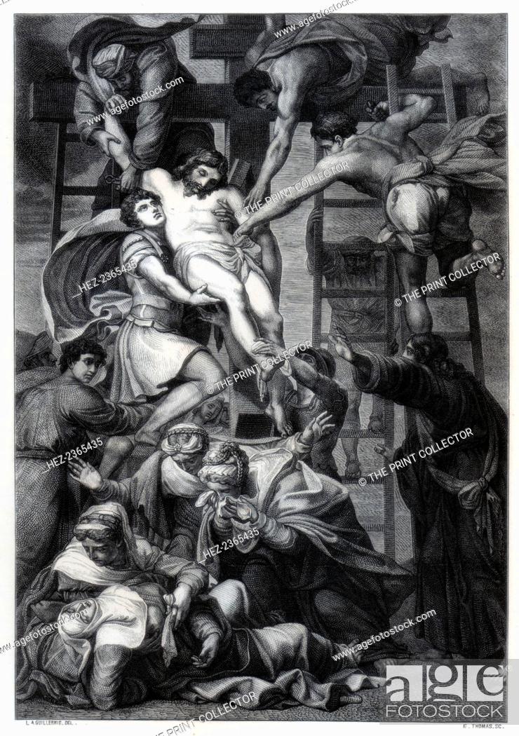 Stock Photo: 'Descent from the Cross', c1545 (1870). After the painting by Daniele da Volterra in the Trinita dei Monti, Rome. A print from Les Chef D'oeuvre de la Peinture.