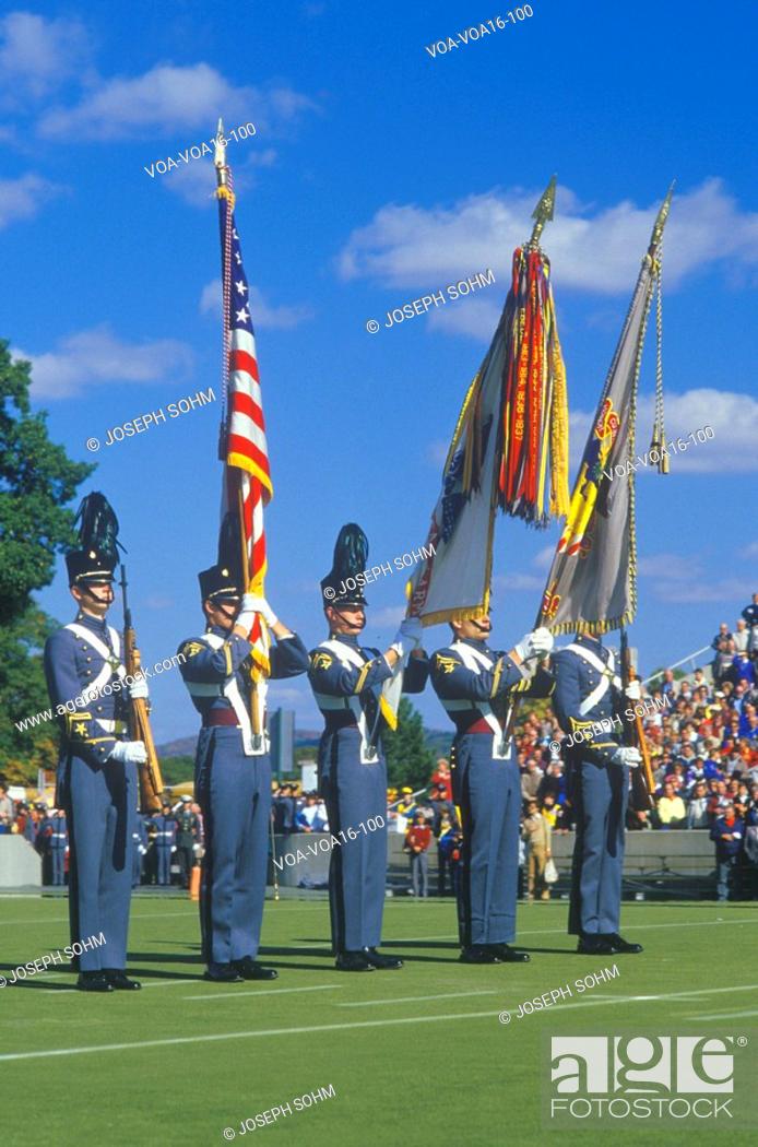 Stock Photo: Cadets At Football Game, West Point Military Academy, West Point, New York.