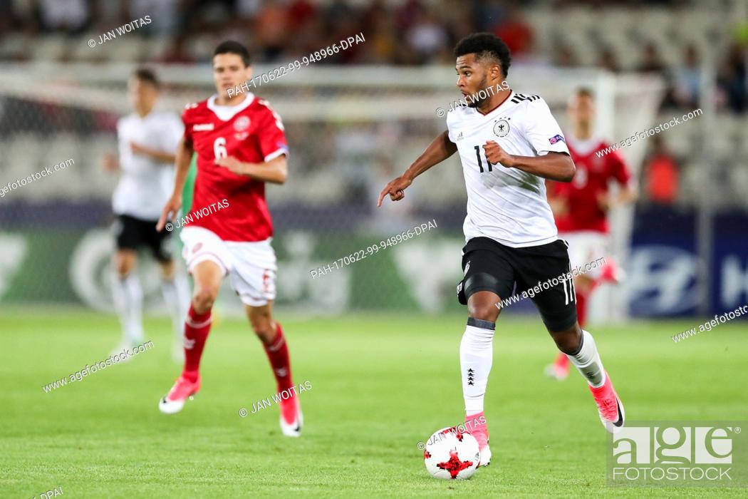 Stock Photo: The German player Serge Gnabry plays the ball during the men's U21 European Cup Group C match between Germany and Denmark in Krakow, Poland, 21 June 2017.