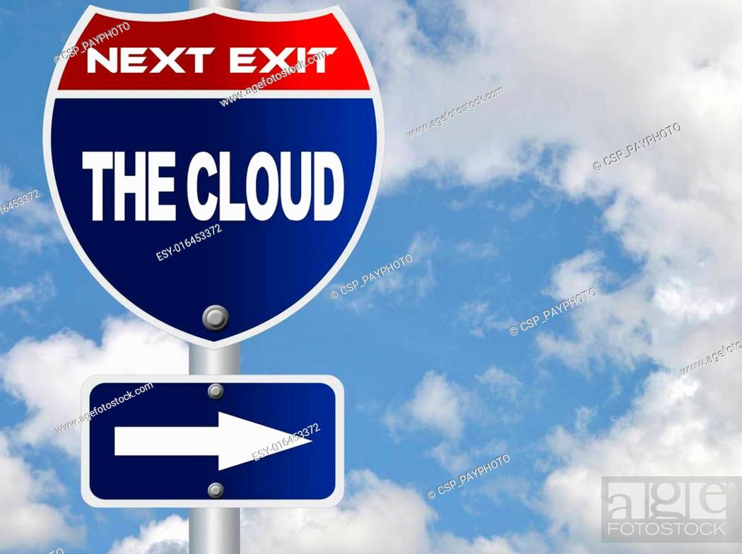 Stock Photo: The cloud road sign.