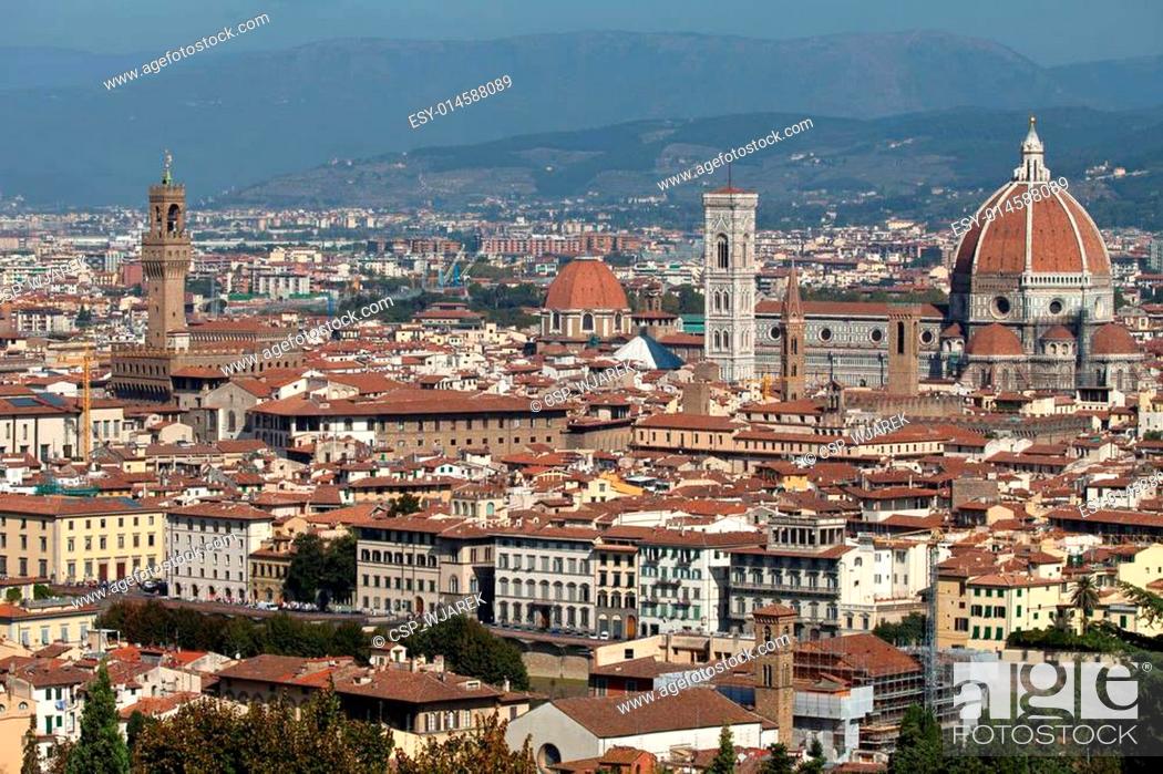 Stock Photo: Florence, Tuscany, Italy . View from the Michelangelo's Piazza.