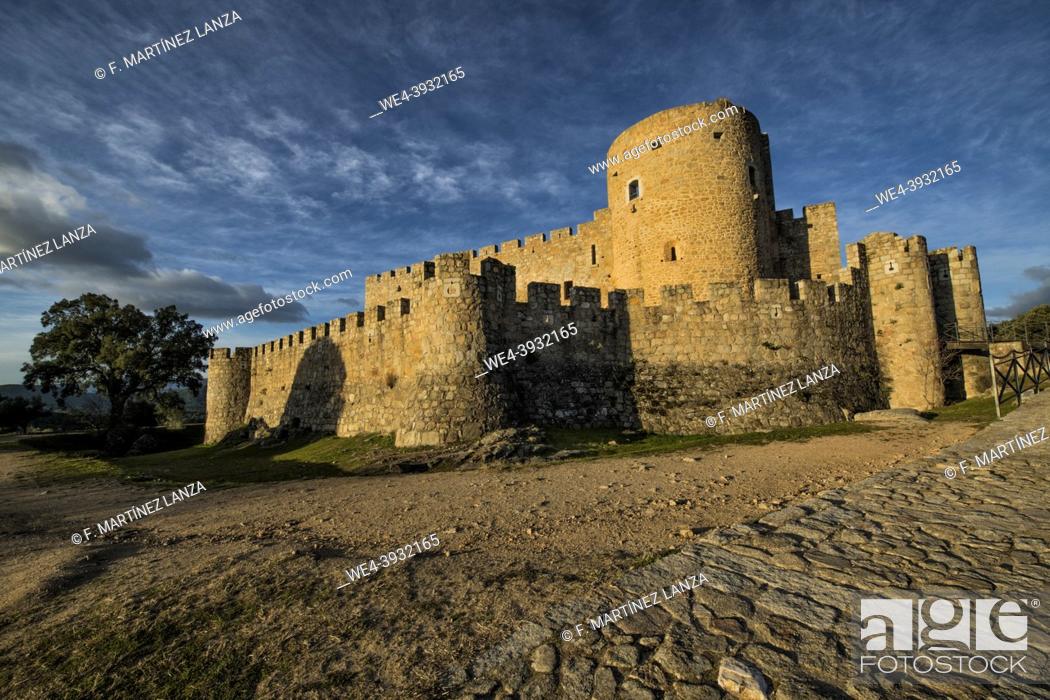 Stock Photo: La Adrada Castle in Avila from the XIV-XV centuries.