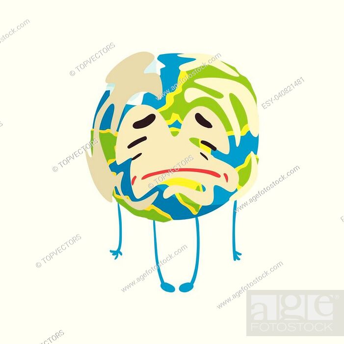 Sad cartoon Earth planet character crying, funny globe emoji vector  Illustration on a white..., Stock Vector, Vector And Low Budget Royalty  Free Image. Pic. ESY-040821481 | agefotostock