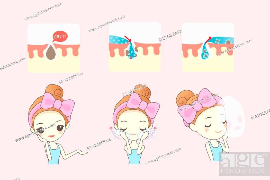 cartoon skin care woman with acne and with mask, beauty, Stock Vector,  Vector And Low Budget Royalty Free Image. Pic. ESY-030905235 | agefotostock