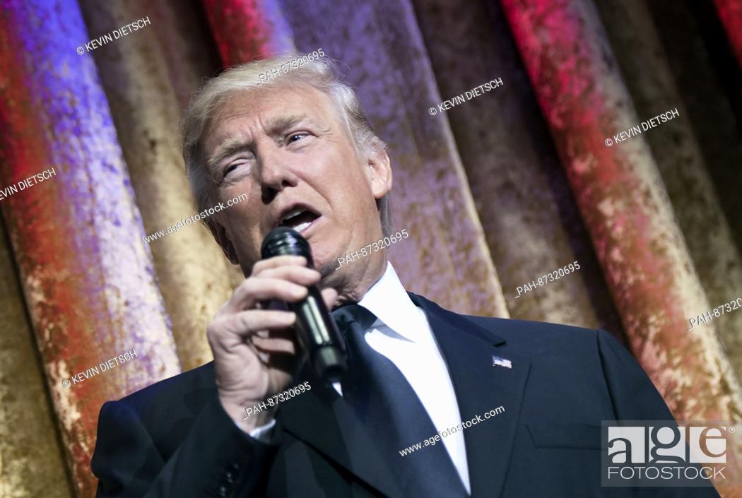 Stock Photo: United States President-Elect Donald Trump delivers remarks at the Chairman's Global Dinner, at the Andrew W. Mellon Auditorium in Washington, D.C.