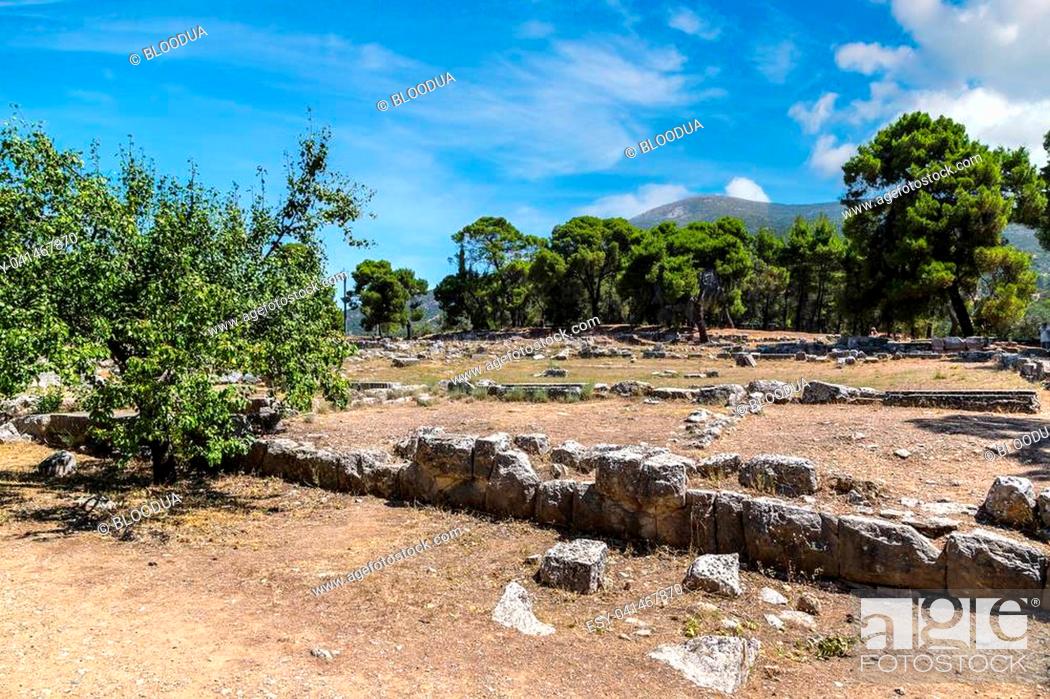 Stock Photo: Ruins of ancient temple in Epidavros, Greece in a summer day.
