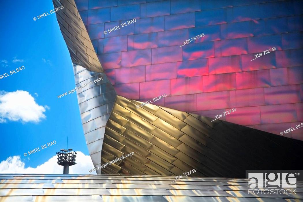 Stock Photo: Guggenheim Museum of art  Front view detail  Bilbao  Biscay  Basque Country  Spain  Europe.