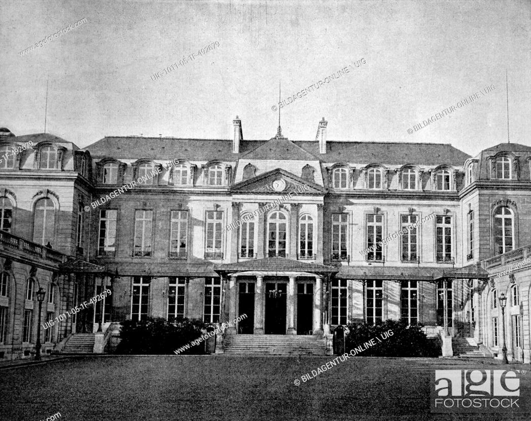 Stock Photo: Early autotype of the elysee palace, paris, france, 1880.