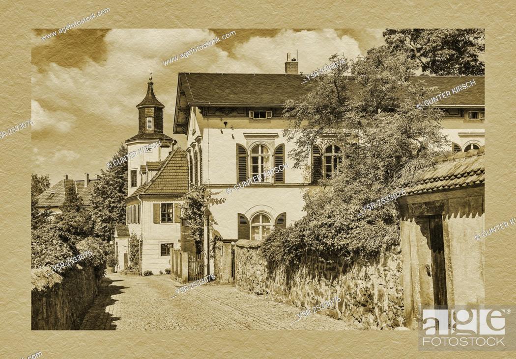 Stock Photo: Meinholdsches Turmhaus, Wine-growing estate built at 1720, Radebeul near Dresden, Saxony, Germany, Europe.
