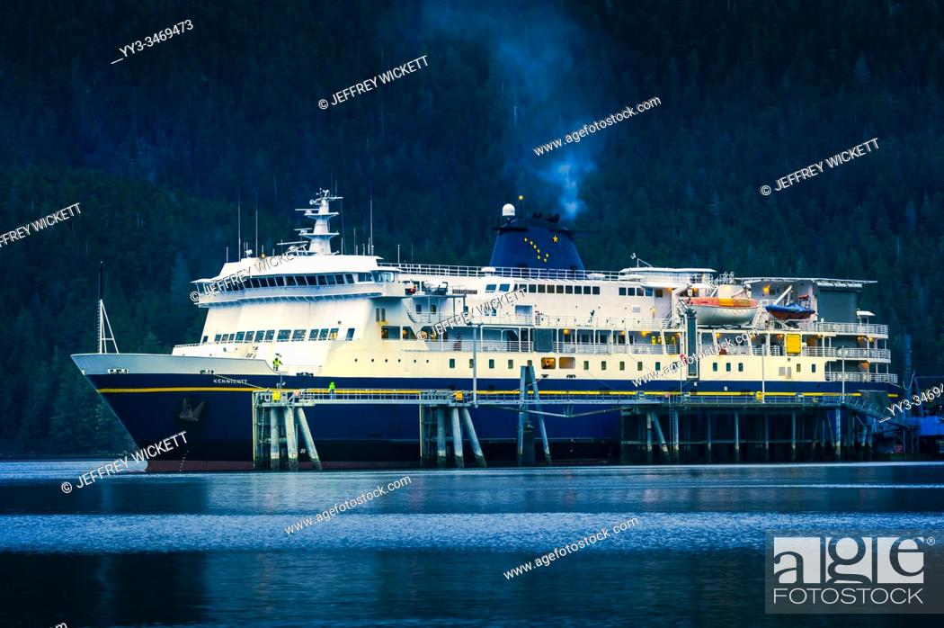 Stock Photo: The M/V Kennicott docked at the Sitka Terminal. Sitka, Alaska, USA. The Alaska Marine Highway System operates along the south-central coast of the state.