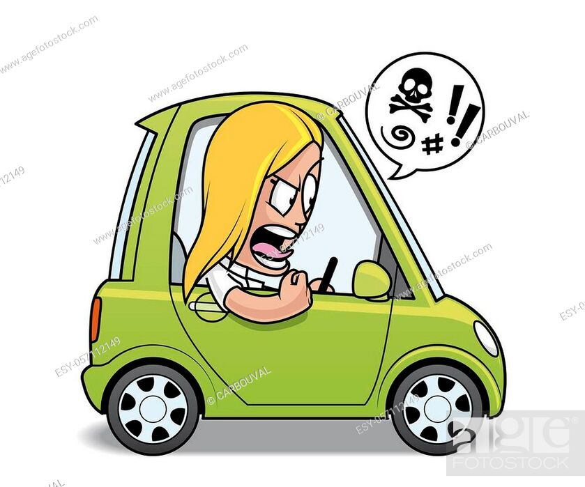 Cartoon illustration of an angry woman driver, insulting someone, Stock  Photo, Picture And Low Budget Royalty Free Image. Pic. ESY-057112149 |  agefotostock