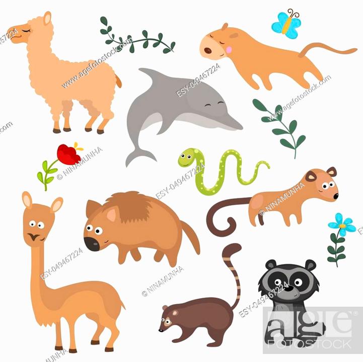 Set of different animals of South America on white background, Stock  Vector, Vector And Low Budget Royalty Free Image. Pic. ESY-049467224 |  agefotostock