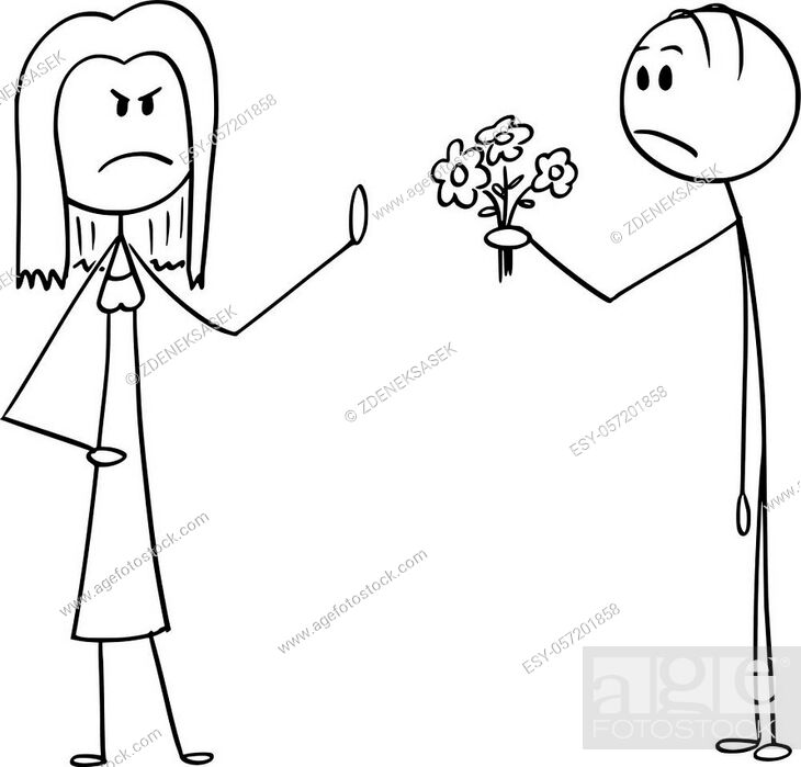 Vector cartoon stick figure drawing conceptual illustration of angry woman  rejecting love..., Stock Vector, Vector And Low Budget Royalty Free Image.  Pic. ESY-057201858 | agefotostock