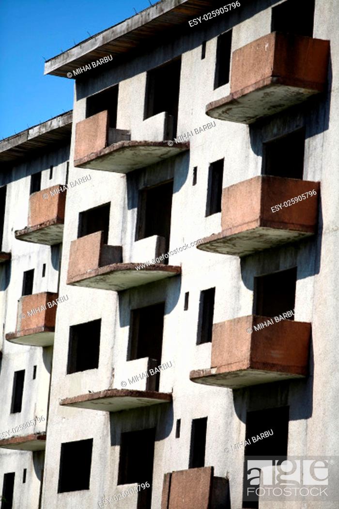 Stock Photo: Color image of some abandoned blocks of flats.
