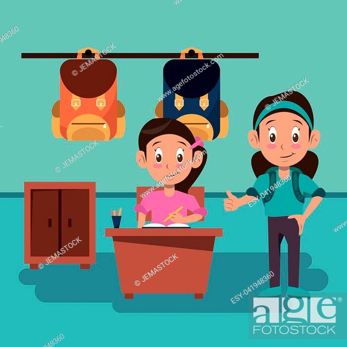 Kids students at classroom cartoon vector illustration graphic design,  Stock Vector, Vector And Low Budget Royalty Free Image. Pic. ESY-041948360  | agefotostock