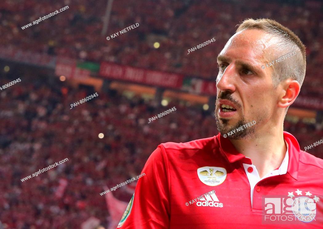 Stock Photo: Munich's Franck Ribery seen after being substituted due to an injury during the German DFB Cup final soccer match between Bayern Munich and Borussia Dortmund at.