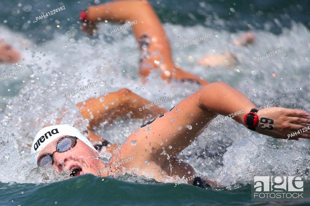 Stock Photo: Svenja Zihsler of Germany swims during the women's 10 km Marathon Open Water event of the 15th FINA Swimming World Championships at Moll de la Fusta on the.