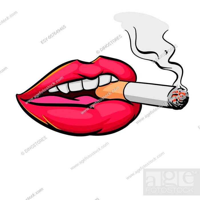 Woman with Cigarette Smoke on a light Background. cartoon illustration,  Stock Photo, Picture And Low Budget Royalty Free Image. Pic. ESY-057649465  | agefotostock