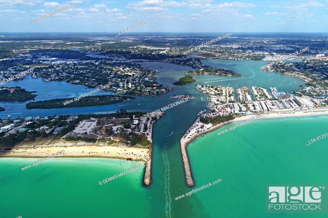 Stock Photo: The Jetty at Venice Florida along Florida Gulf Coast a famouss tuorist destination.