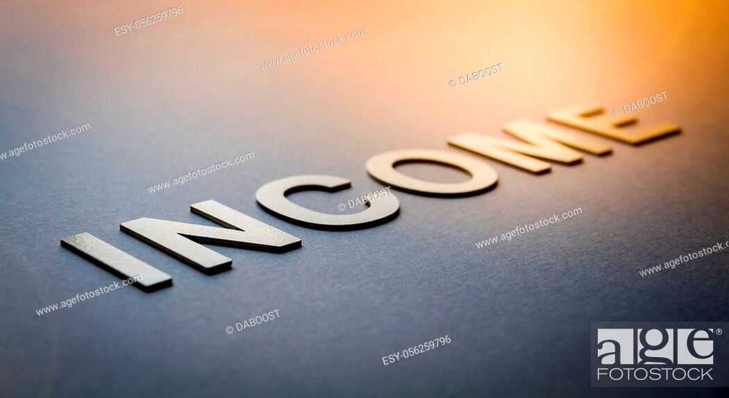 Stock Photo: Word income written with white solid letters on a board.