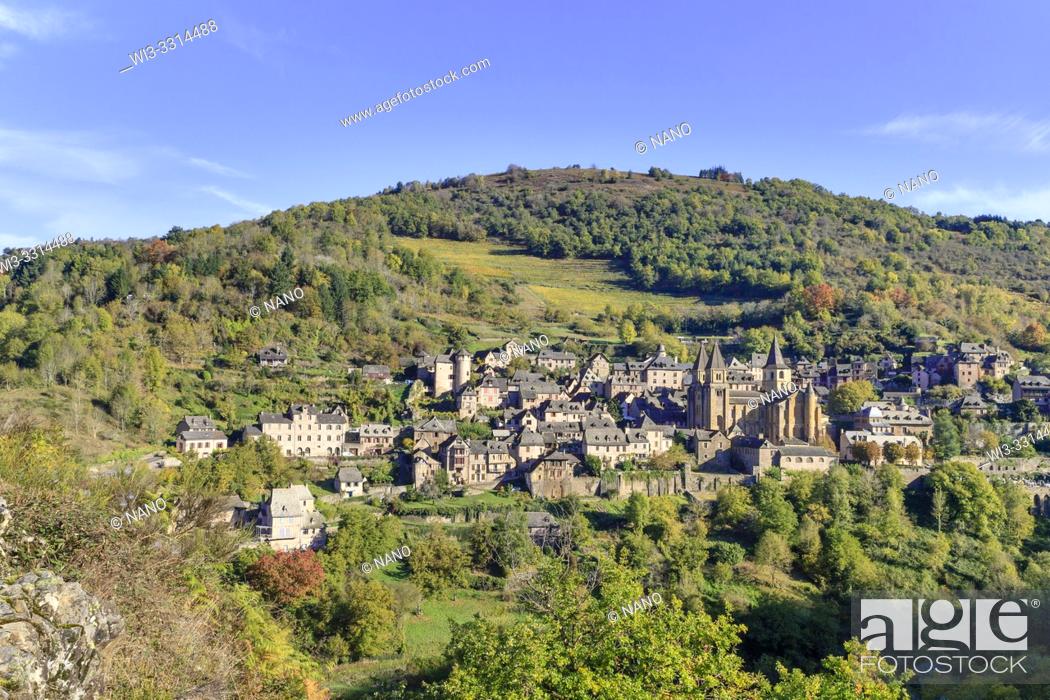Stock Photo: France, Aveyron, Conques, labelled Les Plus Beaux Villages de France (The Most Beautiful Villages of France), stop on El Camino de Santiago.