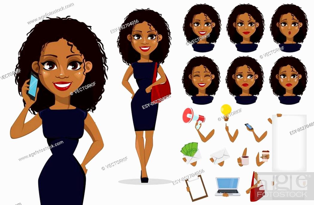 Pack of body parts and emotions. African American business woman cartoon  character creation set, Stock Vector, Vector And Low Budget Royalty Free  Image. Pic. ESY-052704056 | agefotostock