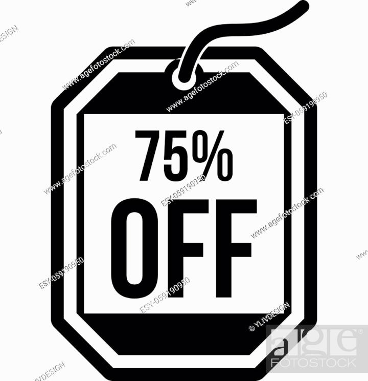 Stock Vector: Sale tag 75 percent off icon in simple style on a white background vector illustration.