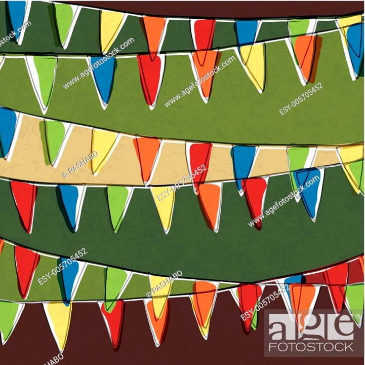 Stock Vector: Party pennant bunting. Happy holiday background, vector, EPS10.