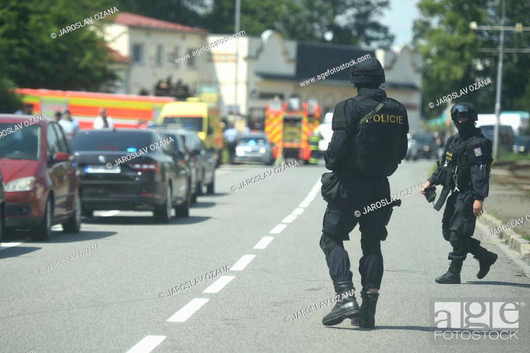 Stock Photo: The Czech police have neutralised a man who barricaded himself in his flat in Ostrava this morning, having a bomb and a gun that he aimed at the officers during.