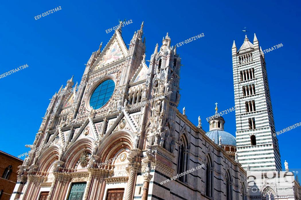 Stock Photo: The Duomo (cathedral) in the heart of Siena in Tuscany in Italy.