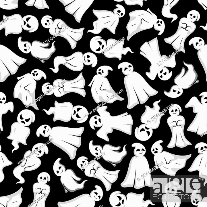 Halloween background. White ghosts seamless pattern wallpaper, Stock  Vector, Vector And Low Budget Royalty Free Image. Pic. ESY-046496609 |  agefotostock