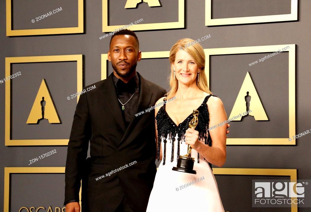 Photo de stock: Laura Dern and Mahershala Ali at the 92nd Academy Awards - Press Room held at the Dolby Theatre in Hollywood, USA on February 9, 2020.