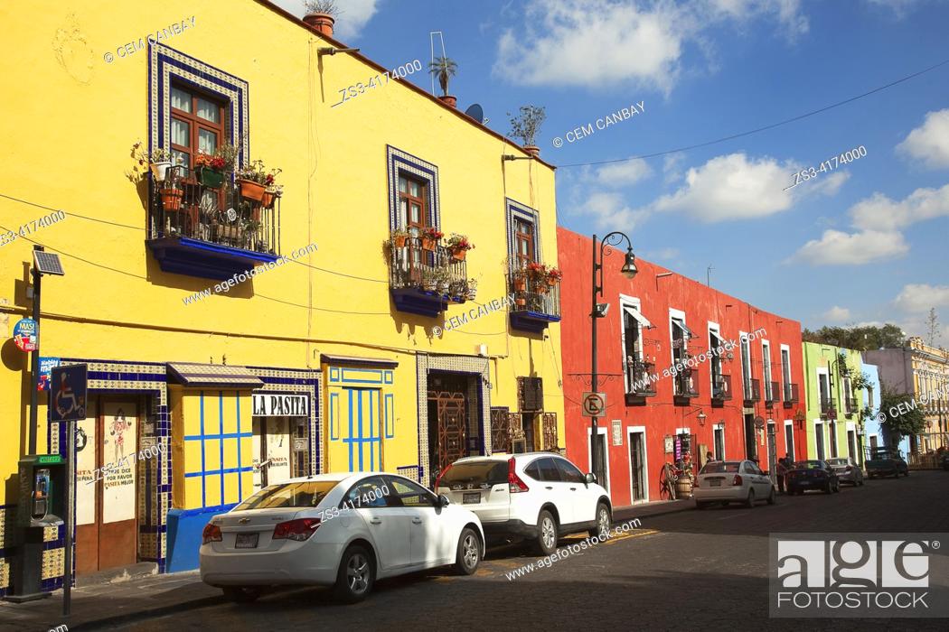 Stock Photo: Colonial buildings at the historic center, Puebla, Puebla State, Mexico, Central America.