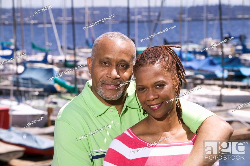 Stock Photo: Portrait of couple at marina.