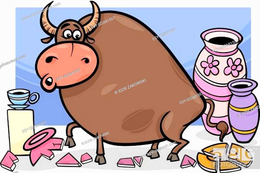 bull in a china shop cartoon, Stock Vector, Vector And Low Budget Royalty  Free Image. Pic. ESY-022681557 | agefotostock