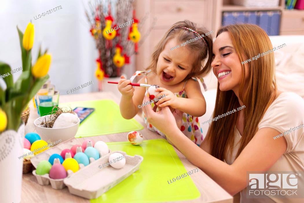 Stock Photo: Happy family in easter time. Debica, Poland.