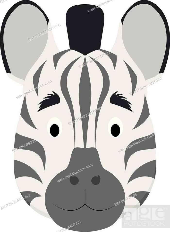Zebra face in cartoon style for children. Animal Faces Vector illustration  Series, Stock Vector, Vector And Low Budget Royalty Free Image. Pic.  ESY-058099396 | agefotostock