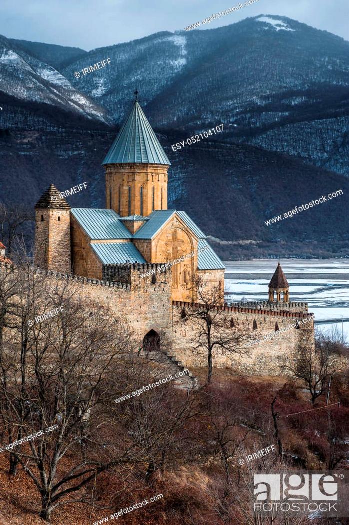 Stock Photo: Ananuri fortress in winterat sunny day. Georgia.