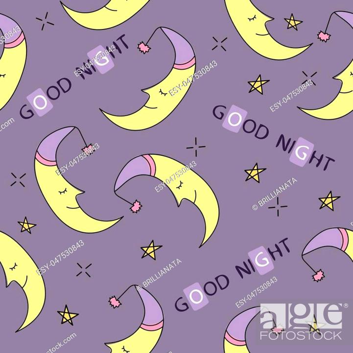 Doodle good night seamless pattern. Stars, moon. Good night, Stock Vector,  Vector And Low Budget Royalty Free Image. Pic. ESY-047530843 | agefotostock
