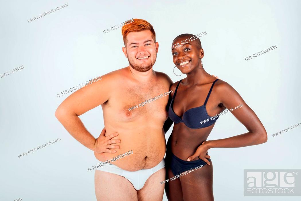 Stock Photo: Confident young couple, wearing underwear.