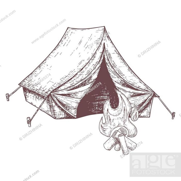 Nature Vacation Outdoors Tent Drawing High-Res Vector Graphic - Getty Images
