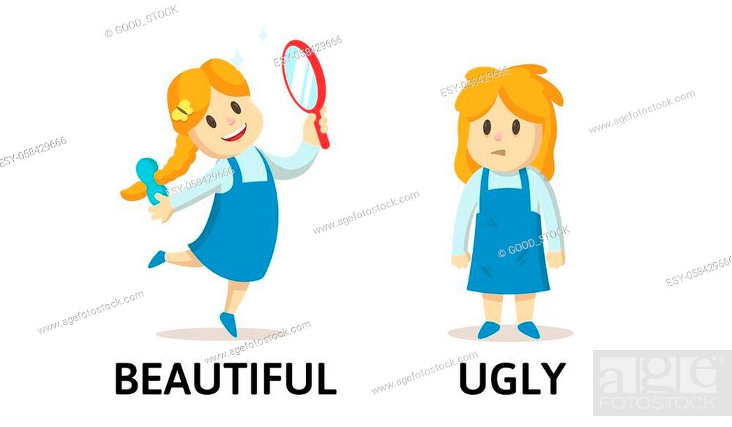Words BEAUTIFUL and UGLY flashcard with text cartoon characters, Stock  Vector, Vector And Low Budget Royalty Free Image. Pic. ESY-058429666 |  agefotostock