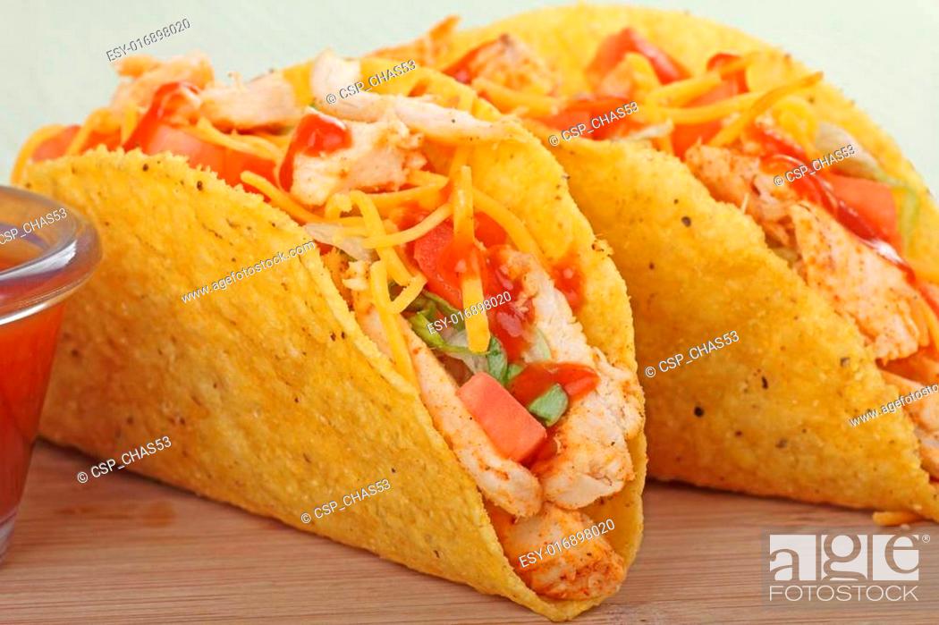 Stock Photo: Chicken Taco Closeup.