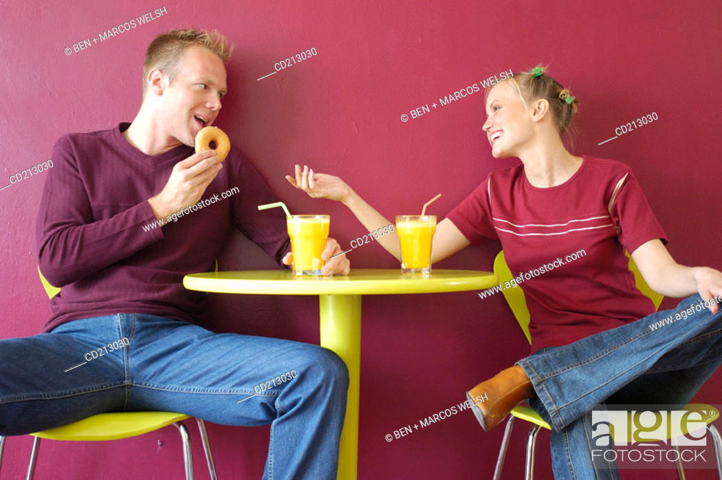 Stock Photo: Couple having breakfast.