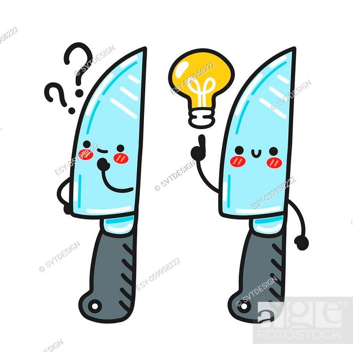Cute funny kitchen chef knife character with question and idea, Stock  Vector, Vector And Low Budget Royalty Free Image. Pic. ESY-059958222 |  agefotostock
