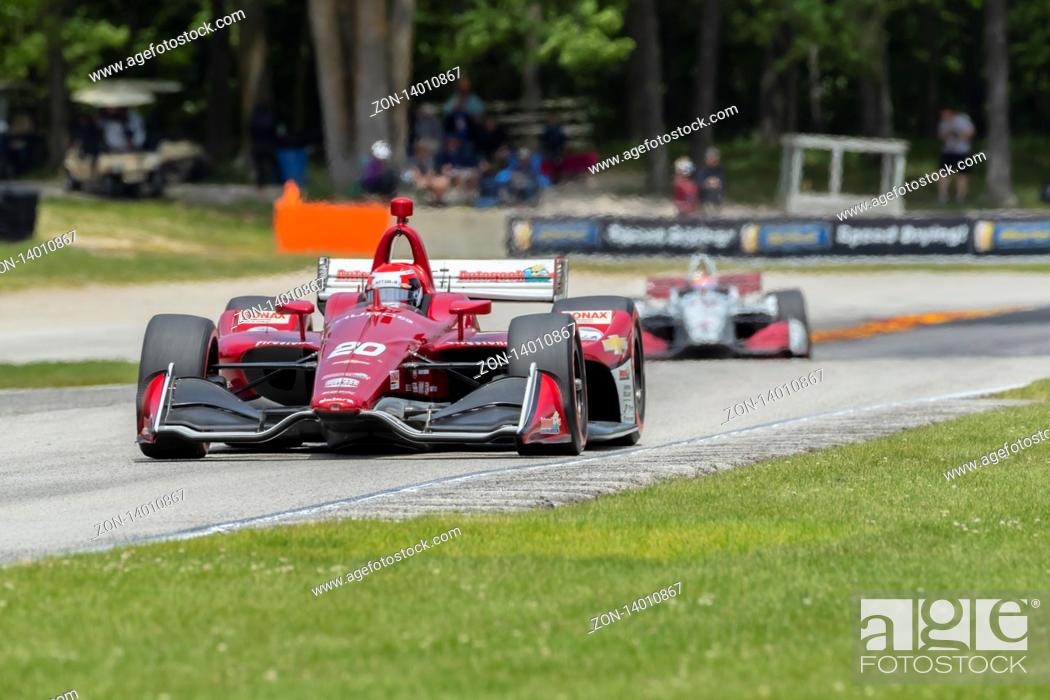 Stock Photo: June 23, 2019 - Elkhart Lake, Wisconsin, USA: ED JONES (20) of The United Emerates races through the turns during the race for the REV Group Grand Prix at Road.