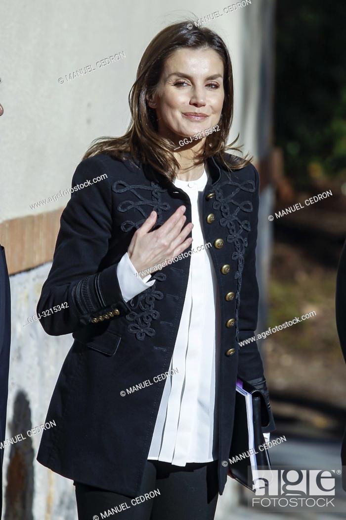 Stock Photo: Queen Letizia of Spain attends a Meeting with the Foundation for Help Against Drug Addiction (FAD) at FAD Headquarters on January 9, 2019 in Madrid, Spain.